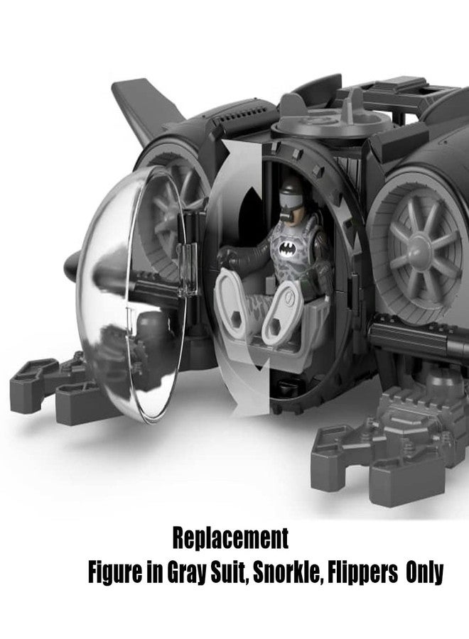 إماجينيكست قطعة غيار من Imaginext لمجموعة ألعاب غواصة باتمان من Fisher-Price DC Super-Friends - GMP49 ~ مجسم باتمان بديل ~ بدلة رمادية ~ أنبوب تنفس ~ زعانف - Image 4